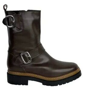 Fabianelli Leather Boots sz 39 Biker Double Buckle Chunky Mid Lug sz 39 Italy